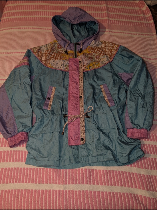 Vintage Quilted Pastel Windbreaker Jacket in Teal & Pink ANNO 1969 - Picture 11 of 12